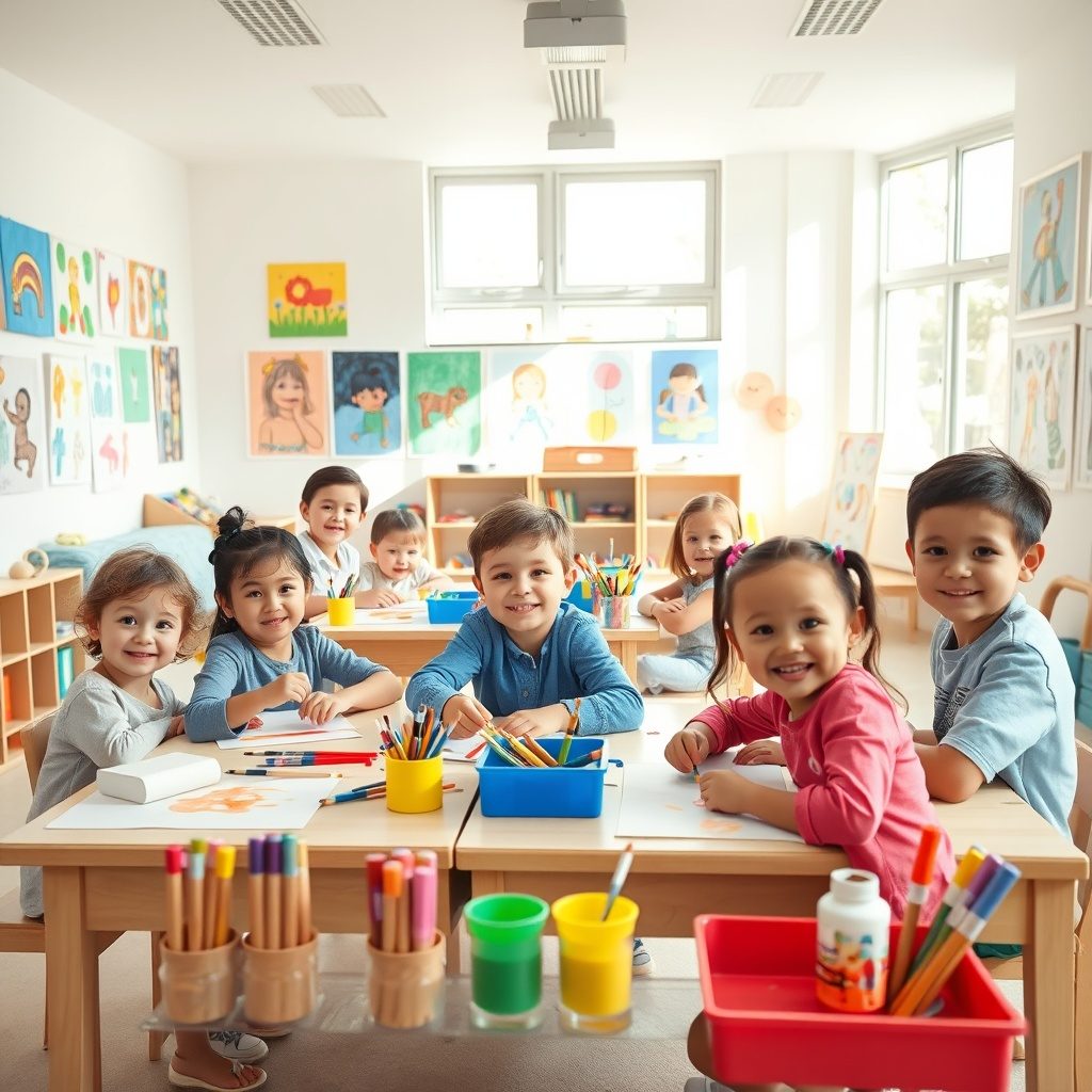 Children engaging in art activities