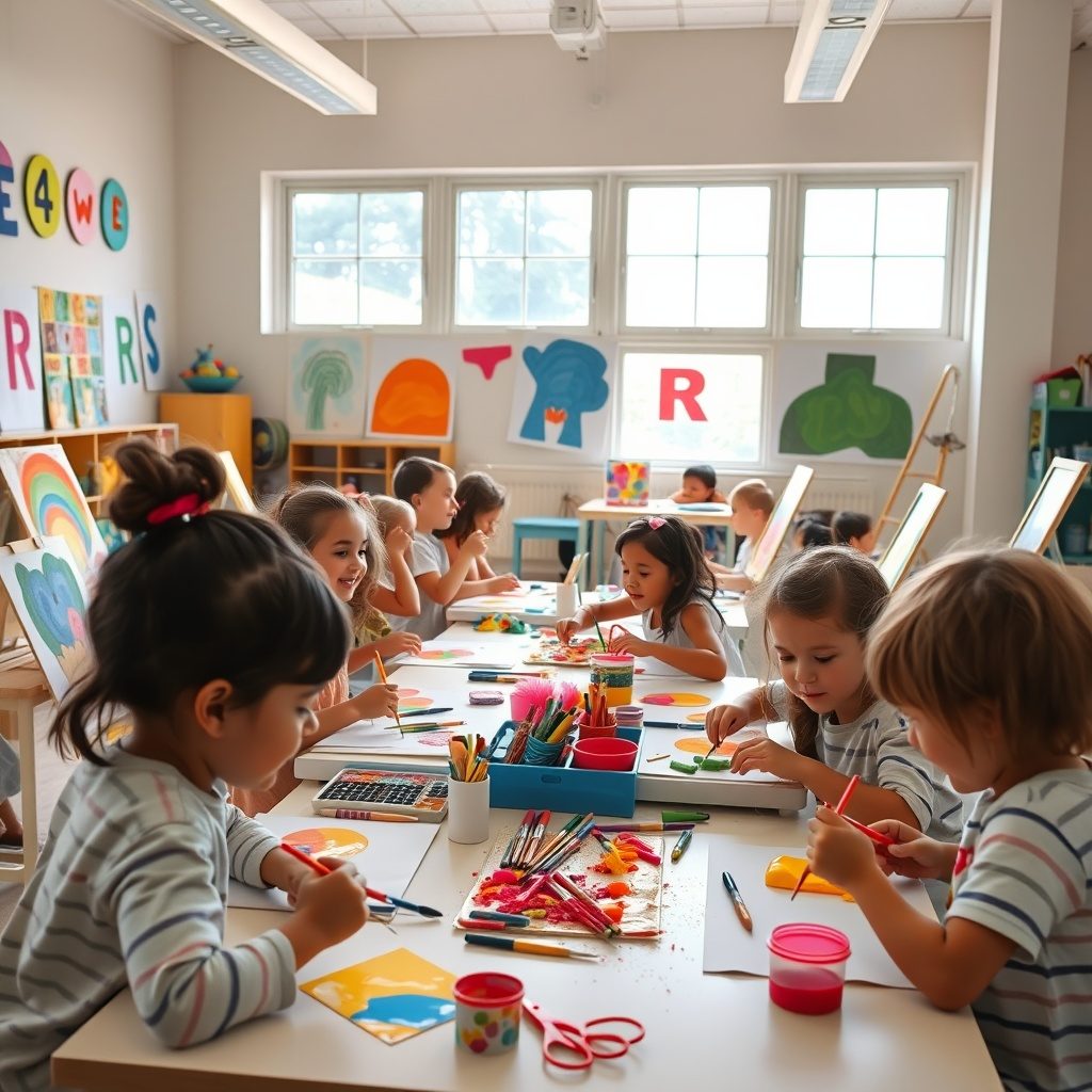 Kids engaging in art activities