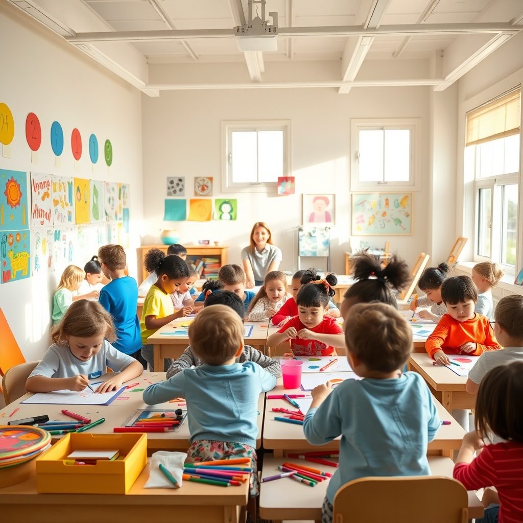 Kids engaged in art classes