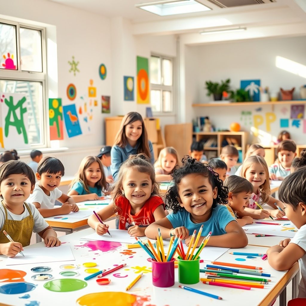 Kids enjoying art class